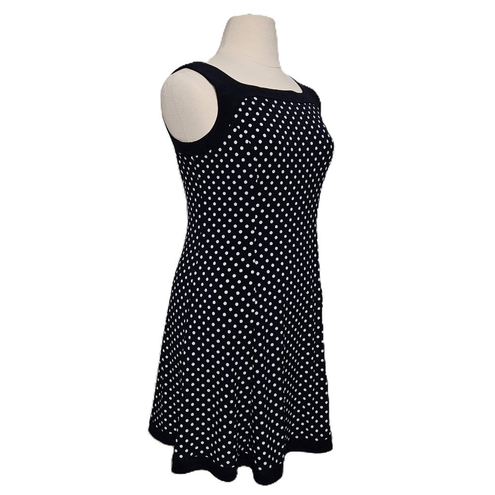 Chaps Women's Fit Flare Navy/White Polka Dot Dress, Size XL